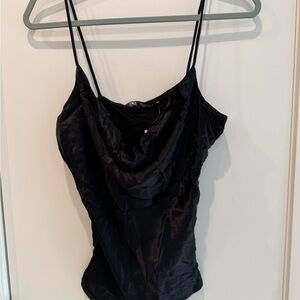 Zara Black Satin Camisole Top